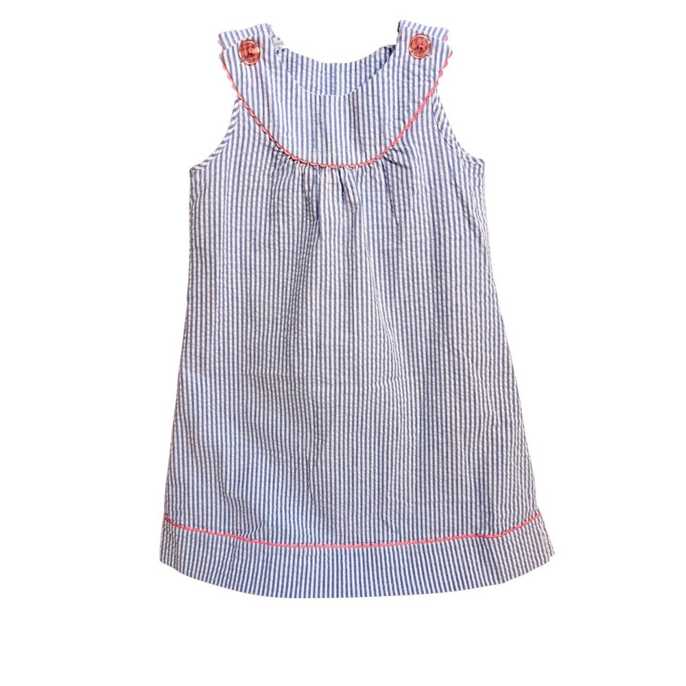 AUTHENTIC KIDS | Blue Seersucker Striped Dress |6X | $48